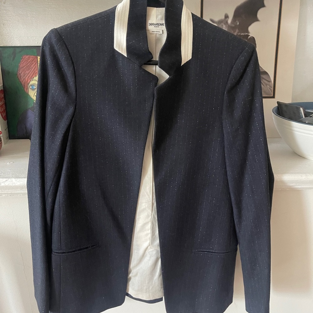 Zadig & Classic Navy Blazer with White Trim